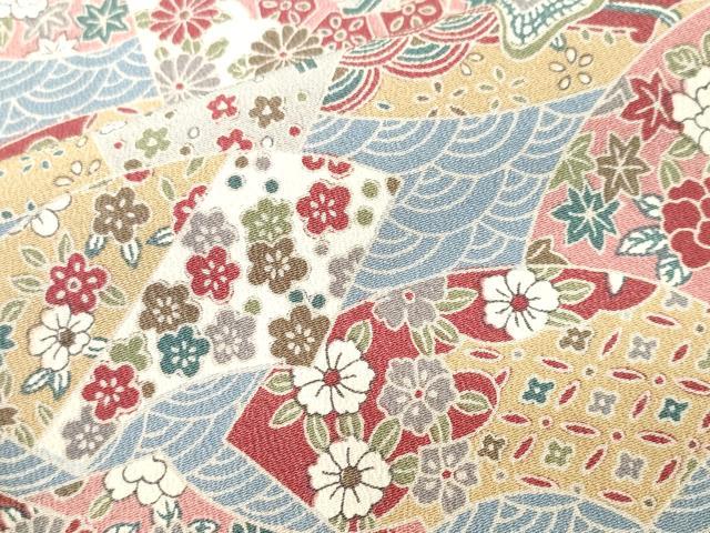 平和屋着物■上質な小紋 地紙重ね草花文 正絹 逸品 CABI7653ev