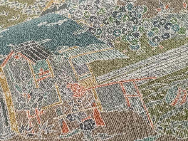 平和屋着物■上質な小紋 人物風景文 鬼しぼ縮緬 正絹 逸品 CABI7655ev
