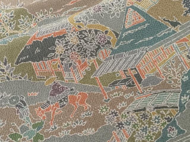 平和屋着物■上質な小紋 人物風景文 鬼しぼ縮緬 正絹 逸品 CABI7655ev