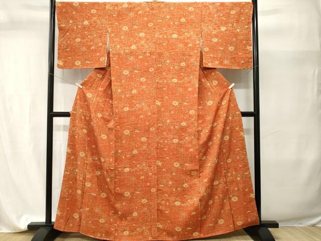 平和屋着物■上質な小紋 松竹梅流水陶器花文 正絹 逸品 CABI7662ev
