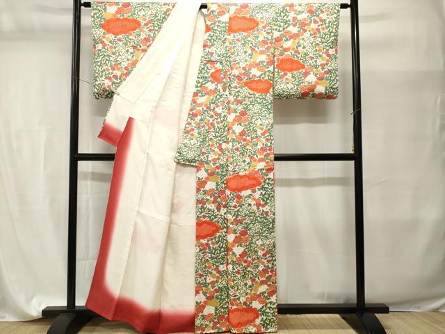 平和屋着物■上質な小紋 絞り 雲取り草花文 正絹 逸品 CABI7665ev
