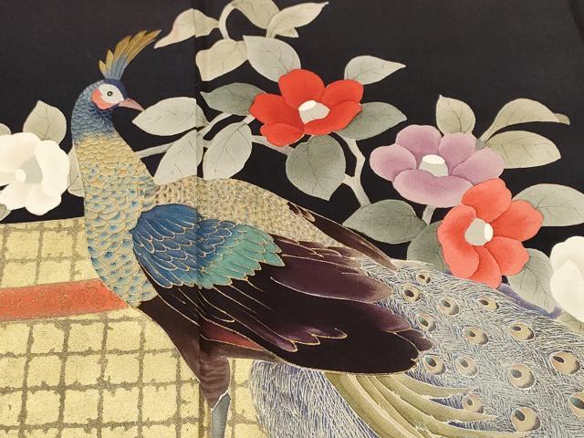 平和屋着物■豪華色留袖 刺繍 孔雀枝椿文 暈し染め 金銀彩 正絹 逸品 CABI7667ev