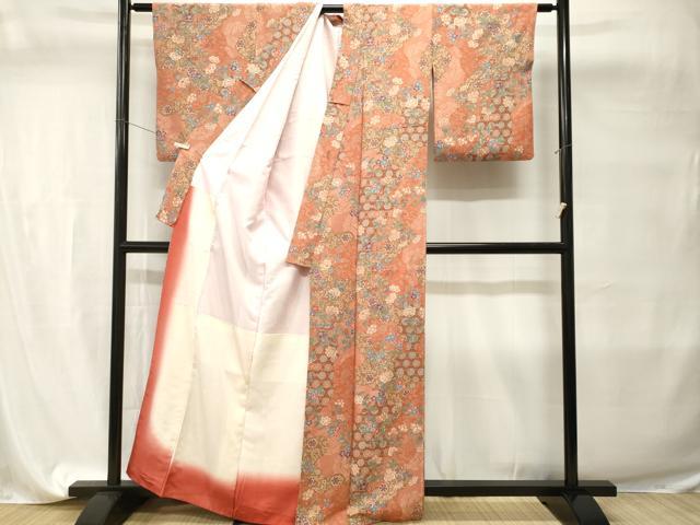 平和屋着物■上質な小紋 更紗枝花文 正絹 逸品 CABI7674ev