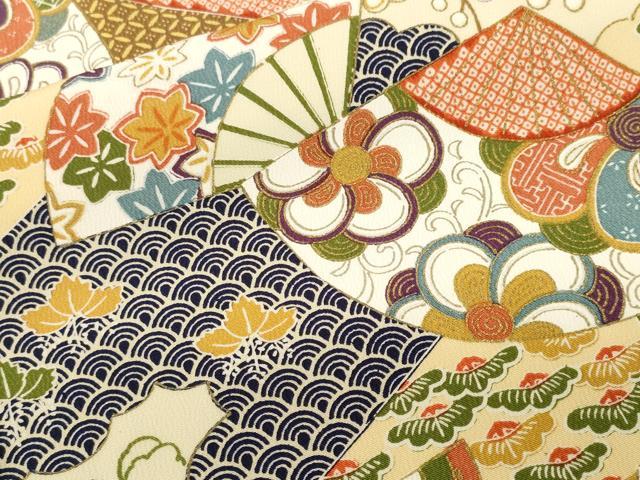 平和屋着物■上質な小紋 吉祥扇面飛鶴花唐草文 金彩 やまと誂製 正絹 逸品 CABI7677ev