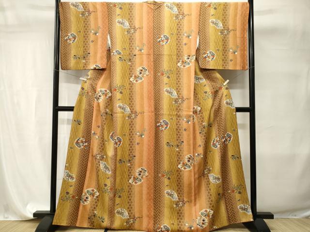 平和屋着物■上質な小紋 地紙雪輪花間道 暈し染め 金彩 正絹 逸品 CABI7683ev