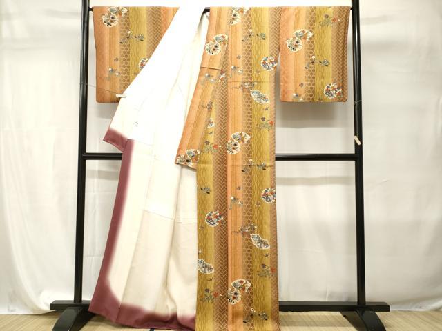 平和屋着物■上質な小紋 地紙雪輪花間道 暈し染め 金彩 正絹 逸品 CABI7683ev