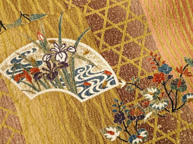 平和屋着物■上質な小紋 地紙雪輪花間道 暈し染め 金彩 正絹 逸品 CABI7683ev
