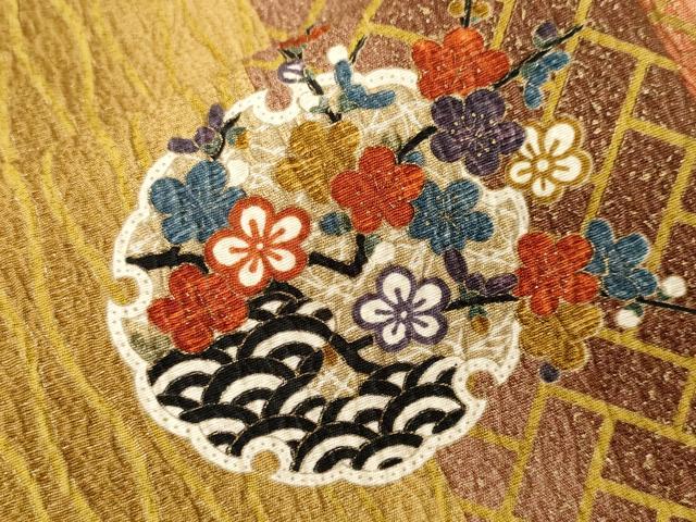 平和屋着物■上質な小紋 地紙雪輪花間道 暈し染め 金彩 正絹 逸品 CABI7683ev