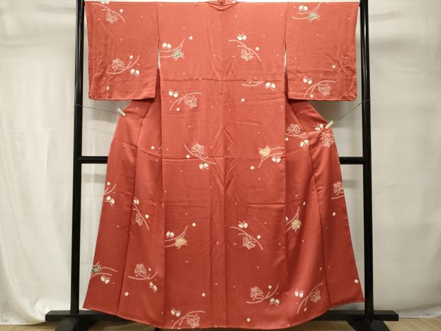平和屋着物■上質な小紋 絞り 露芝舞蝶文 正絹 逸品 CABI7690ev