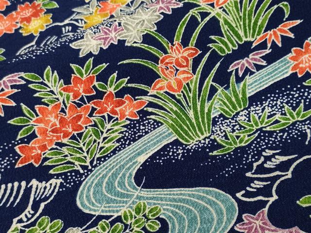 平和屋着物■上質な小紋 流水草花文 正絹 逸品 CABI7692ev
