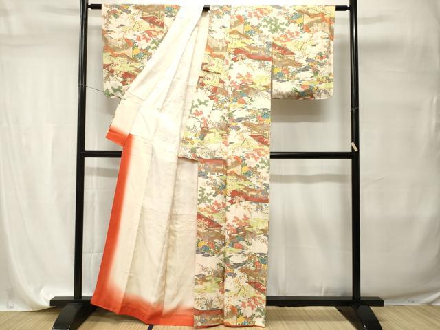平和屋着物■上質な小紋 風景文 暈し染め 正絹 逸品 CABI7693ev