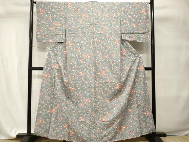 平和屋着物■上質な小紋 扇面草花文 正絹 逸品 CABI7699ev