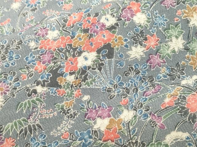 平和屋着物■上質な小紋 扇面草花文 正絹 逸品 CABI7699ev