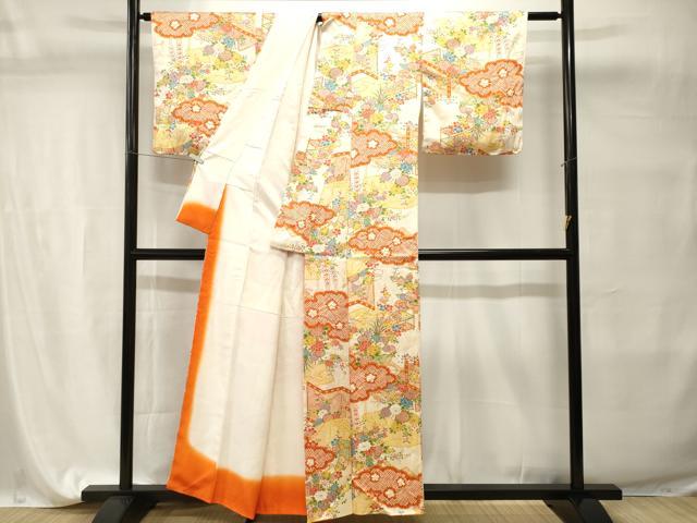 平和屋着物■上質な小紋 絞り 雲取り屏風草花文 金彩 正絹 逸品 CABI7704ev
