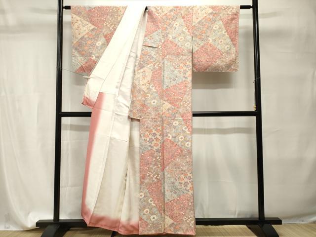 平和屋着物■上質な小紋 切嵌草花文 正絹 逸品 CABI7710ev