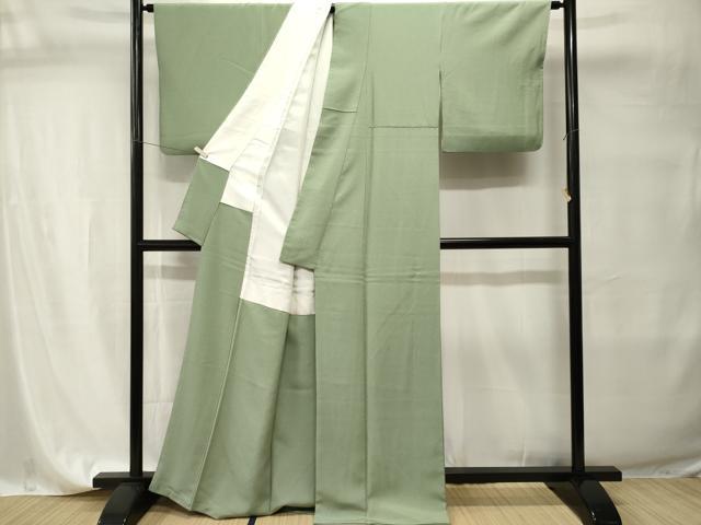 平和屋着物■上質な色無地 若菜色 正絹 逸品 CABI7715ev