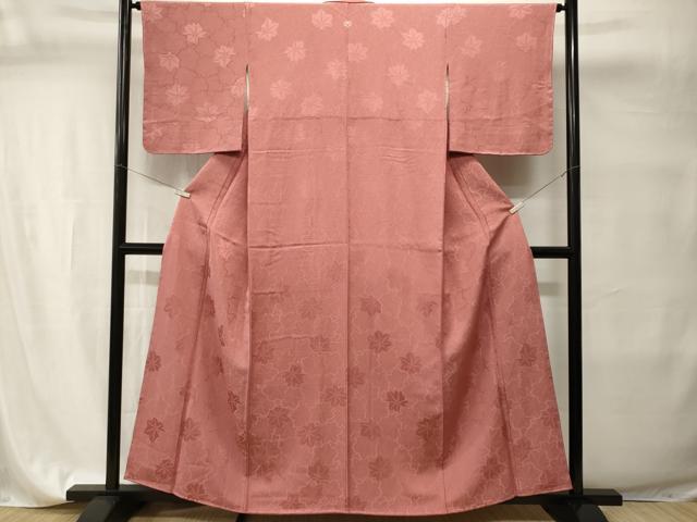 平和屋着物■上質な色無地 錦彩織 楓地紋 ときがら茶色 反端付き 正絹 逸品 CABI7717ev