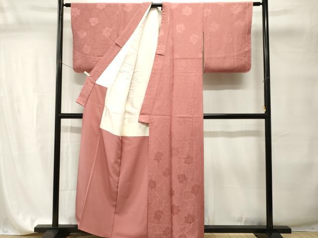 平和屋着物■上質な色無地 錦彩織 楓地紋 ときがら茶色 反端付き 正絹 逸品 CABI7717ev