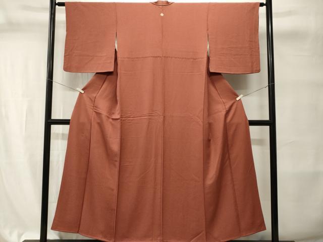 平和屋着物■上質な色無地 霞地紋 蘇芳香色 正絹 逸品 CABI7720ev