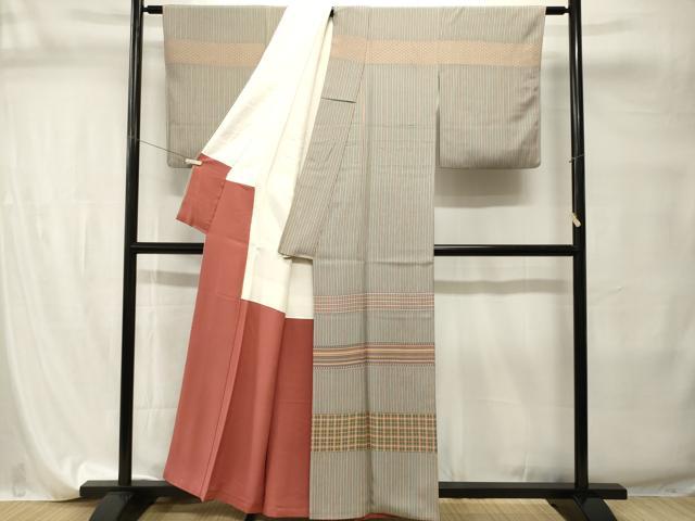 平和屋着物■訪問着 江戸小紋 寺山存男作 縞 横段亀甲花菱文 正絹 逸品 CABI7726ev