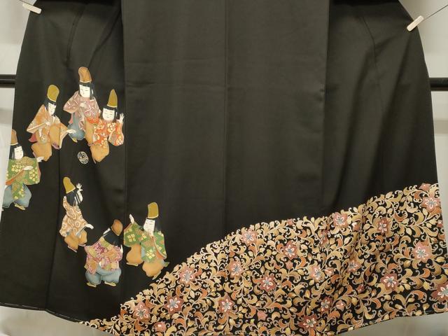 平和屋着物■豪華黒留袖 童子遊び 花唐草文 正絹 逸品 CABI7743ev