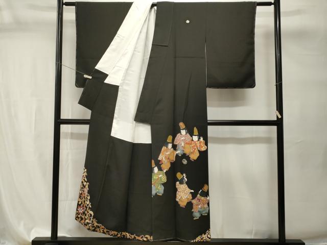 平和屋着物■豪華黒留袖 童子遊び 花唐草文 正絹 逸品 CABI7743ev