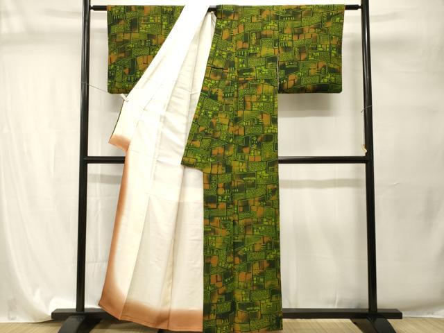 平和屋着物■上質な小紋 幾何学文 暈し染め 正絹 逸品 CABI7747ev
