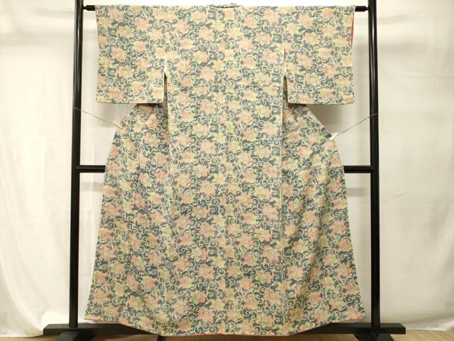 平和屋着物■上質な小紋 更紗花唐草文 正絹 逸品 CABI7753ev