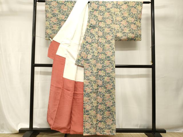 平和屋着物■上質な小紋 更紗花唐草文 正絹 逸品 CABI7753ev