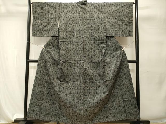 平和屋着物■本場大島紬 7マルキ 幾何学花文 正絹 逸品 CABI7763ev