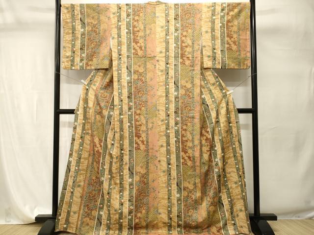 平和屋着物■上質な小紋 吉祥花丸間道 暈し染め 金彩 正絹 逸品 CABI7774ev