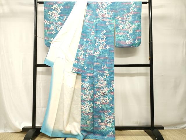 平和屋着物■上質な小紋 草花文 暈し染め 正絹 逸品 CABI7777ev
