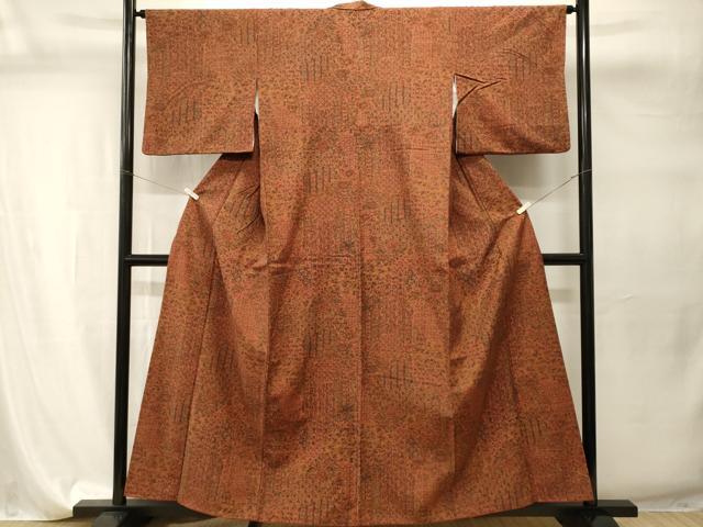 平和屋着物■上質な小紋 紬地 切嵌更紗吉祥花文 正絹 逸品 CABI7780ev