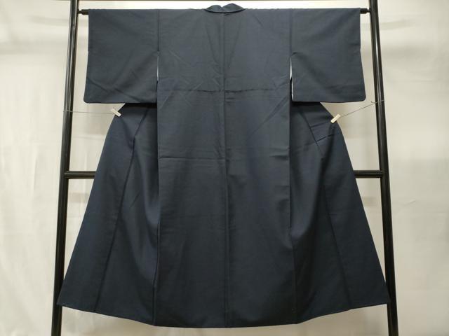 平和屋着物■上質な色無地 紬地 鉄紺色 正絹 逸品 CABI7821ev