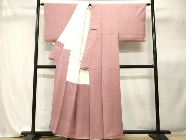 平和屋着物■上質な色無地 作家物 霞地紋 石竹色 正絹 逸品 CABI7824ev