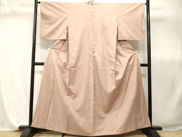 平和屋着物■上質な色無地 紬地 薄柿色 正絹 逸品 CABI7825ev