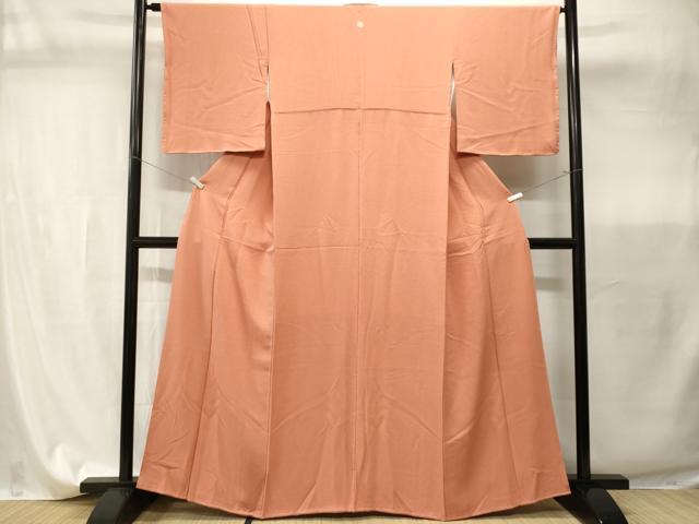 平和屋着物■上質な色無地 赤香色 鬼しぼ縮緬 正絹 逸品 CABI7826ev