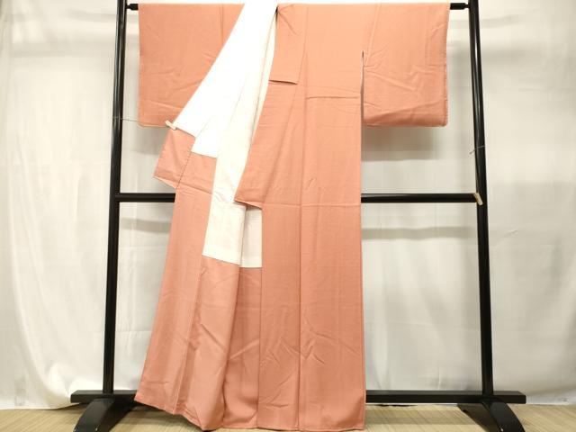 平和屋着物■上質な色無地 赤香色 鬼しぼ縮緬 正絹 逸品 CABI7826ev