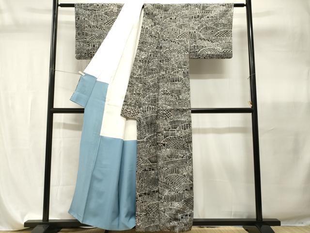 平和屋着物■上質な小紋 籬草木文 黒地 正絹 逸品 CABI7828ev
