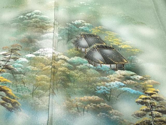 平和屋着物■豪華色留袖 樹林風景文 暈し染め 金彩 鬼しぼ縮緬 正絹 逸品 CABI7845ev