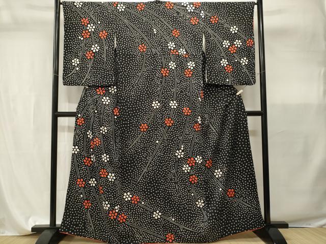 平和屋着物■訪問着 総絞り 枝垂れ花文 黒地 正絹 逸品 CABI7846ev