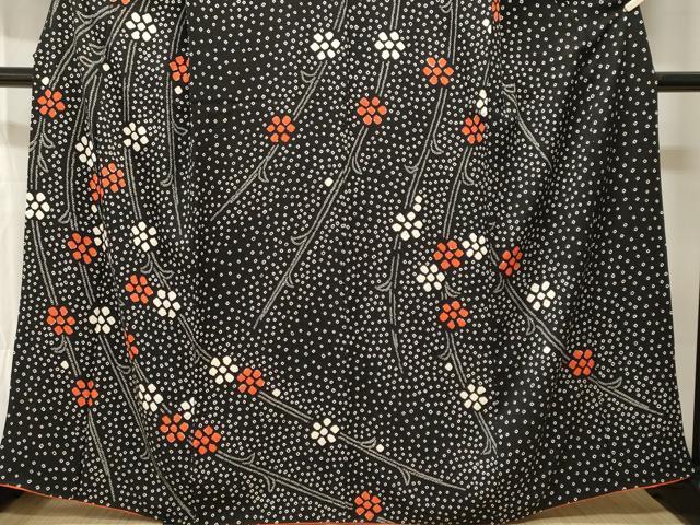 平和屋着物■訪問着 総絞り 枝垂れ花文 黒地 正絹 逸品 CABI7846ev
