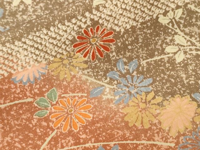 平和屋着物■上質な紬 エ霞舞花文 正絹 逸品 CABI7852ev