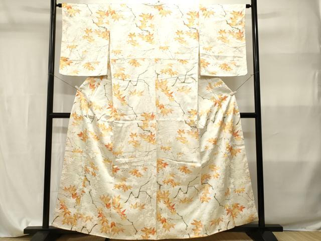 平和屋着物■上質な小紋 枝楓花文 暈し染め 正絹 逸品 CABI7860ev
