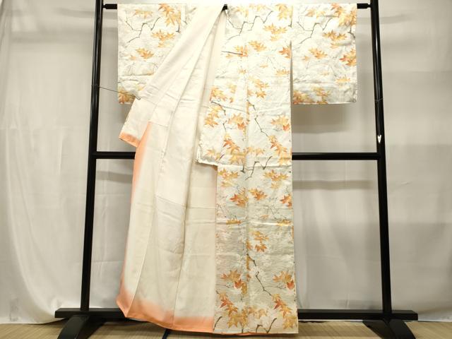 平和屋着物■上質な小紋 枝楓花文 暈し染め 正絹 逸品 CABI7860ev