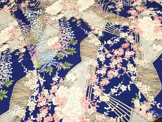 平和屋着物■上質な小紋 扇面草花文 藤花房 金彩 やまと誂製 正絹 逸品 CABI7864ev