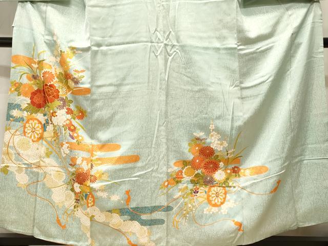平和屋着物■訪問着 駒刺繍 エ霞花車文 金彩 正絹 逸品 CABI7873ev