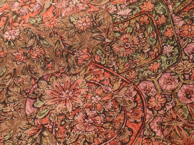 平和屋着物■上質な小紋 切嵌絵皿更紗花文 鬼しぼ縮緬 正絹 逸品 CABI7874ev