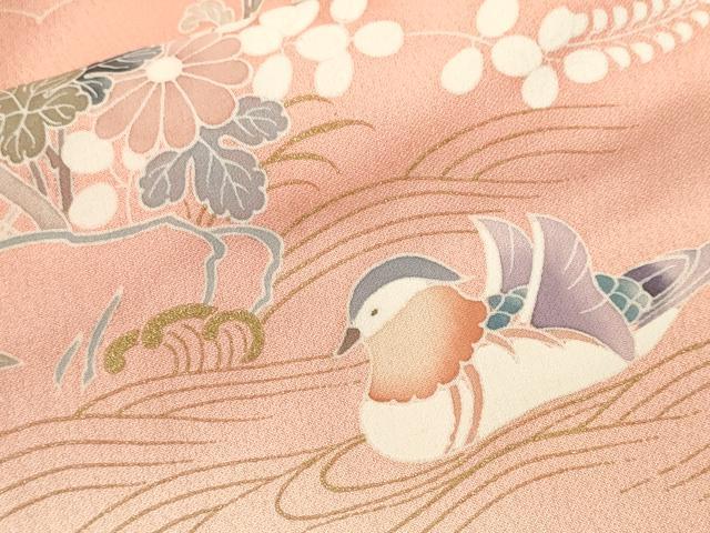 平和屋着物■訪問着 流水鴛鴦 群鶴花文 暈し染め 金彩 正絹 逸品 CABI7882ev