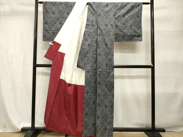 平和屋着物■本場大島紬 7マルキ 菱幾何学文 正絹 逸品 CABI7893ev
